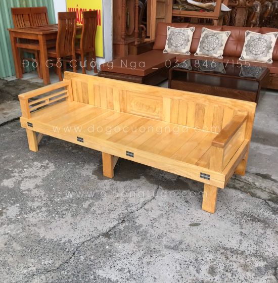 Ghế Giường Gấp Đa Năng Gỗ Sồi 1m4x1m9 Màu Tự Nhiên Giá Rẻ 