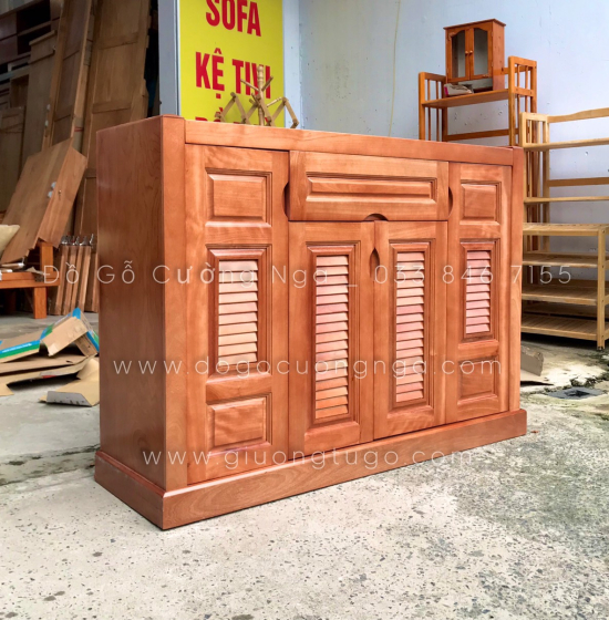 Tủ Giày Dép Gỗ Xoan Đào 4 Cánh Hiện Đại Giá Rẻ TD 014