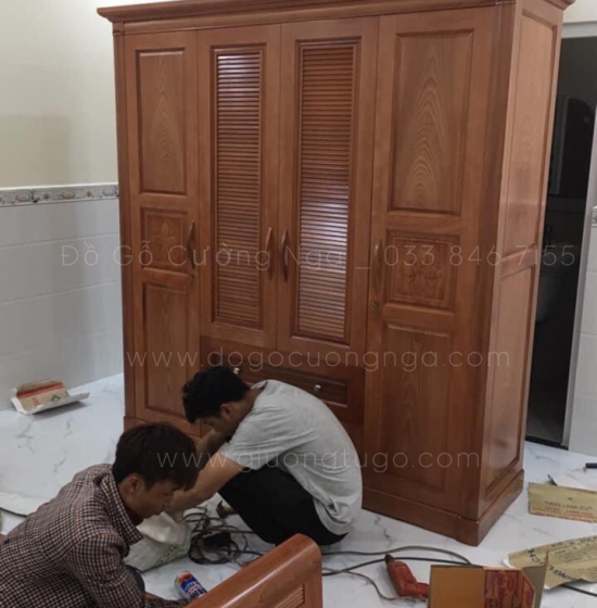 Tủ quần áo gỗ xoan đào 4 cánh cao cấp 