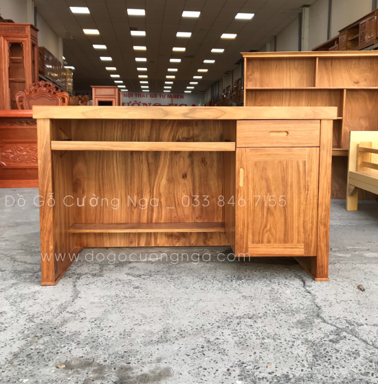 Bàn Học Sinh Gỗ Hương Xám 1m2 Kèm Giá Sách Hiện Đại 