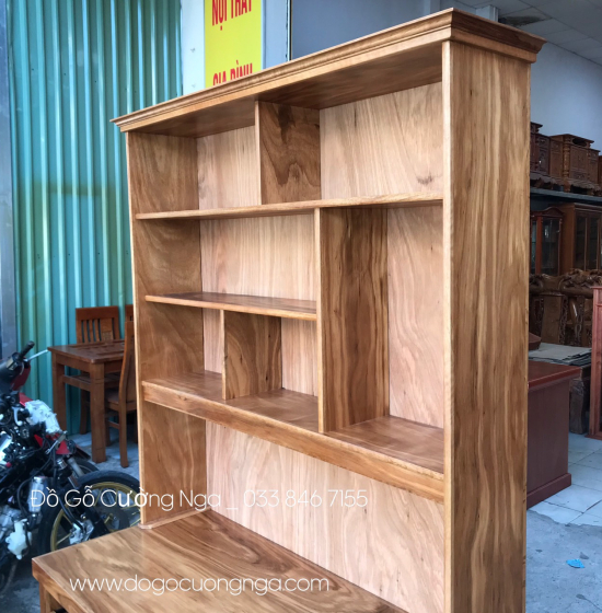 Bàn Học Sinh Gỗ Hương Xám 1m2 Kèm Giá Sách Hiện Đại 