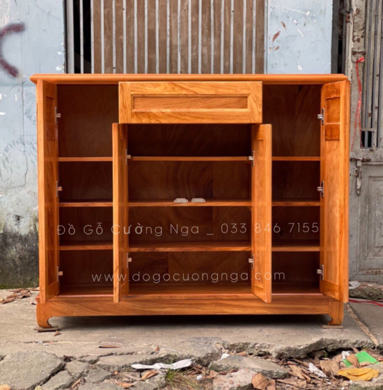 Tủ giày dép gỗ gõ đỏ 4 cánh cao cấp đẹp - TD 06
