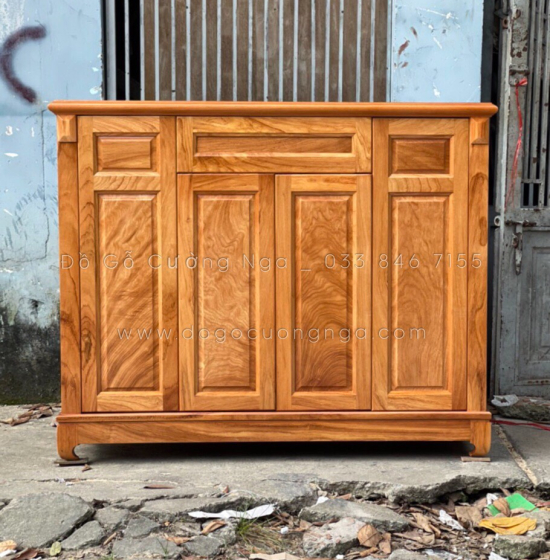 Tủ giày dép gỗ gõ đỏ 4 cánh cao cấp đẹp - TD 06