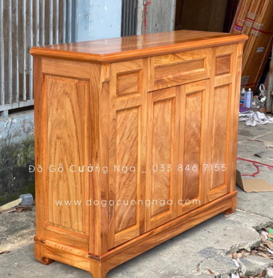 Tủ giày dép gỗ gõ đỏ 4 cánh cao cấp đẹp - TD 06