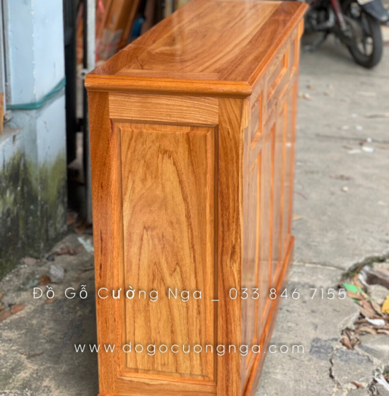 Tủ giày dép gỗ gõ đỏ 4 cánh cao cấp đẹp - TD 06