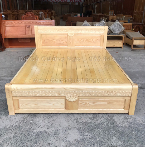Giường gỗ sồi nga vạt phản mẫu quạt giá rẻ 