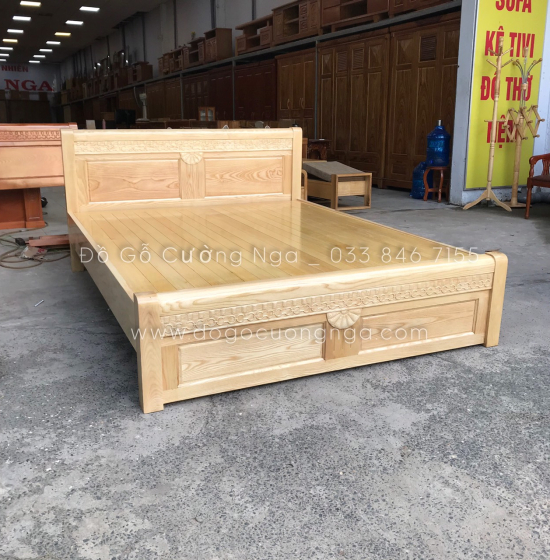 Giường gỗ sồi nga vạt phản mẫu quạt giá rẻ 