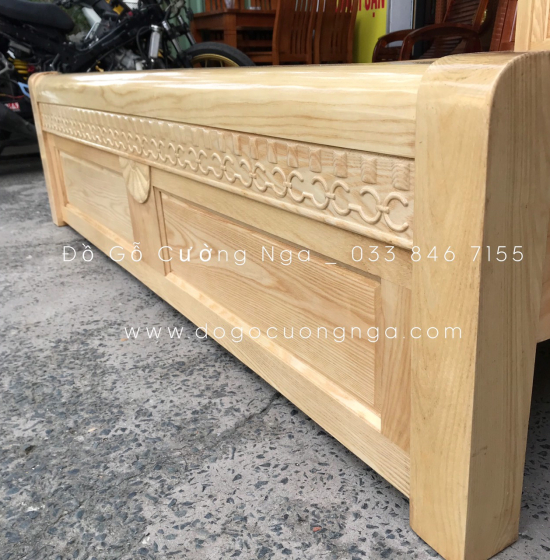 Giường gỗ sồi nga vạt phản mẫu quạt giá rẻ 