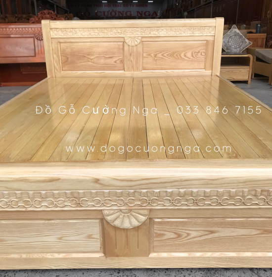 Giường gỗ sồi nga vạt phản mẫu quạt giá rẻ 