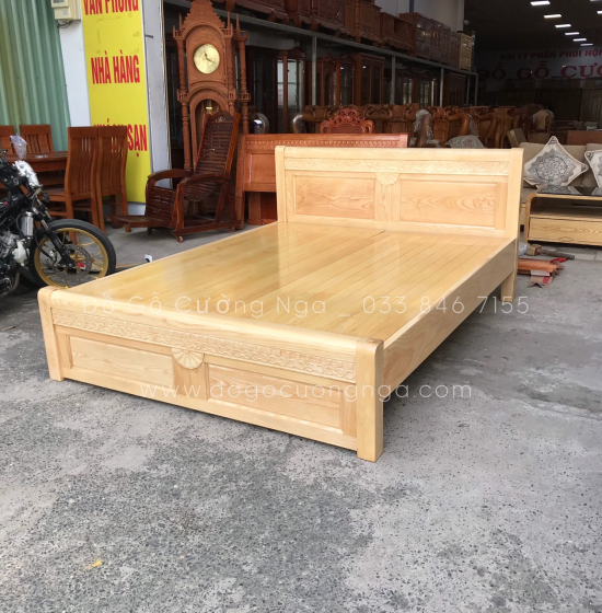 Giường gỗ sồi nga vạt phản mẫu quạt giá rẻ 