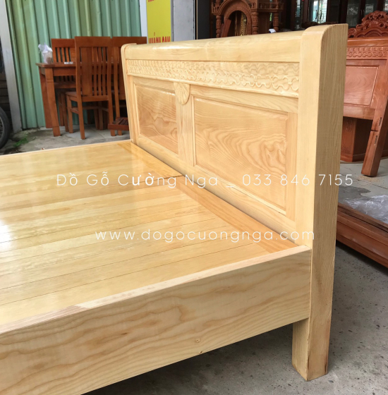 Giường gỗ sồi nga vạt phản mẫu quạt giá rẻ 