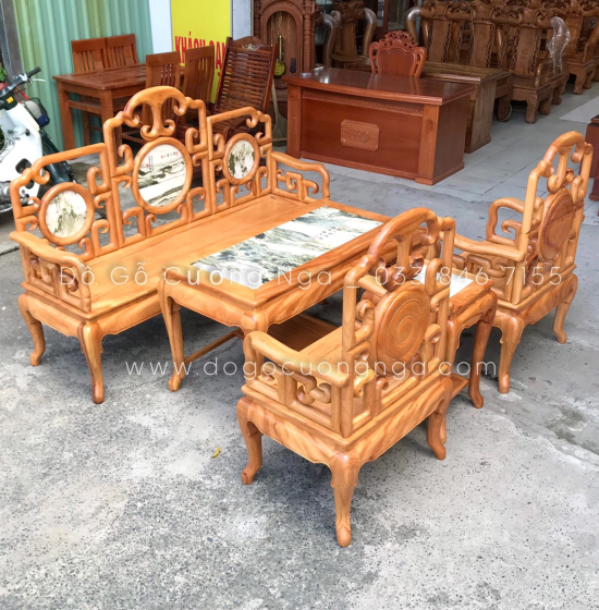 Bộ Salon Gỗ Gõ Đỏ Tay Móc Cao Cấp