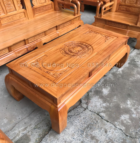 Bộ salon tần thủy hoàng gỗ gõ đỏ tay 12 cao cấp 