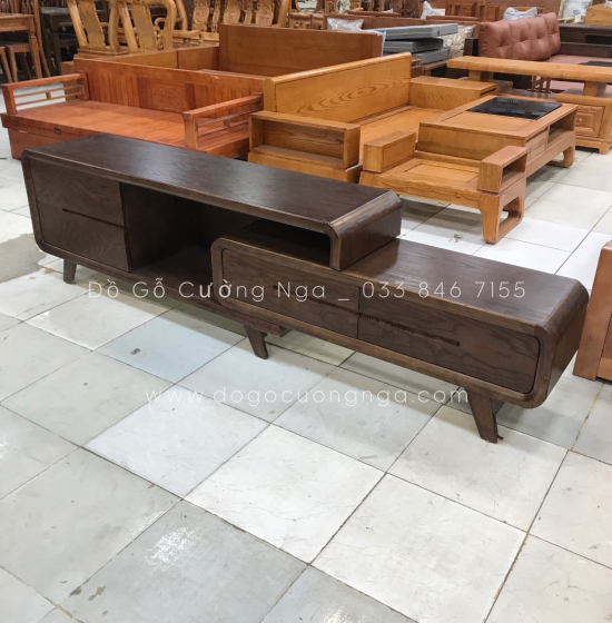 Kệ Tivi Rút Gỗ Sồi Nga Hiện Đại Lau Màu Óc Chó KG 038