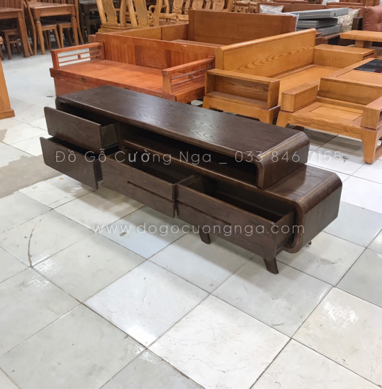 Kệ Tivi Rút Gỗ Sồi Nga Hiện Đại Lau Màu Óc Chó KG 038