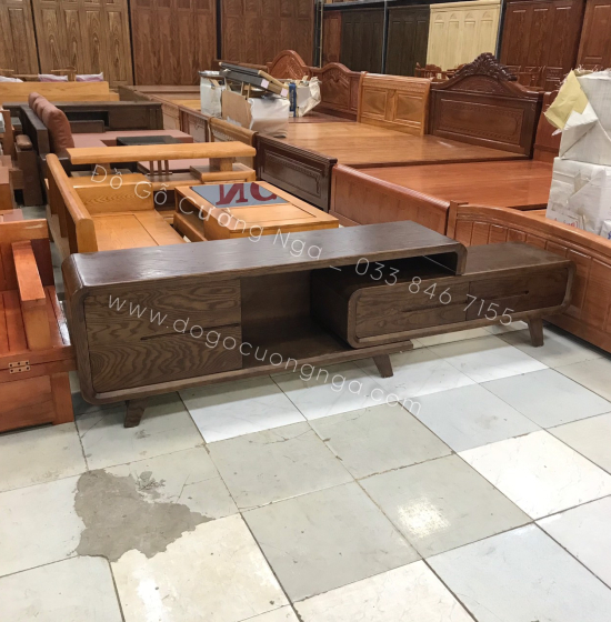 Kệ Tivi Rút Gỗ Sồi Nga Hiện Đại Lau Màu Óc Chó KG 038