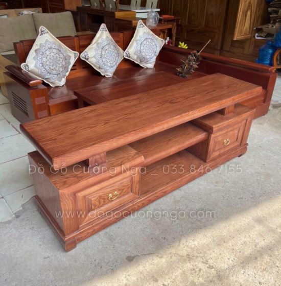 Kệ Tivi Gỗ Sồi Nga Màu Óc Chó Kiểu Nhật Giá Rẻ KG 039