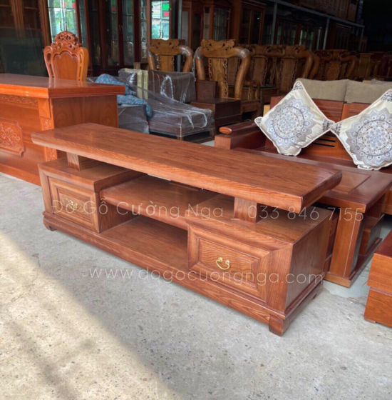 Kệ Tivi Gỗ Sồi Nga Màu Óc Chó Kiểu Nhật Giá Rẻ KG 039