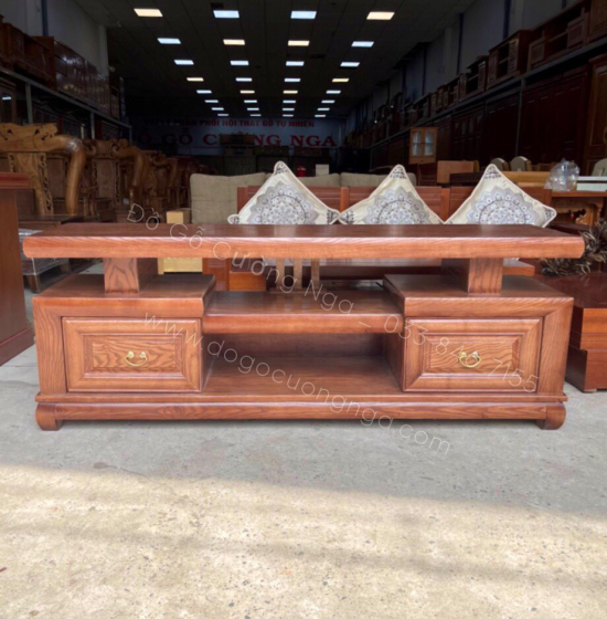 Kệ Tivi Gỗ Sồi Nga Màu Óc Chó Kiểu Nhật Giá Rẻ KG 039