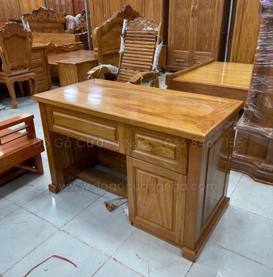 Bàn Làm Việc Gỗ Gõ Đỏ Cao Câp 1m2 - BLV 05