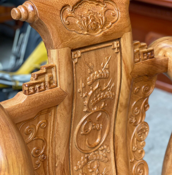 Bộ salon tần thủy hoàng gỗ gõ đỏ tay 12 cao cấp 