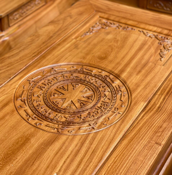 Bộ salon tần thủy hoàng gỗ gõ đỏ tay 12 cao cấp 