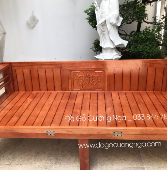 Ghế Giường Gỗ Sồi Chân Cao 1m6x2m Đặc Biệt Cho Người Lớn Tuổi 