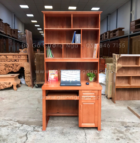 Bàn Học Sinh Gỗ Xoan Đào 1m Kèm Giá Sách