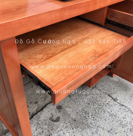 Bàn Học Gỗ Xoan Đào Cao Cấp 1m2 Kèm Giá Sách 