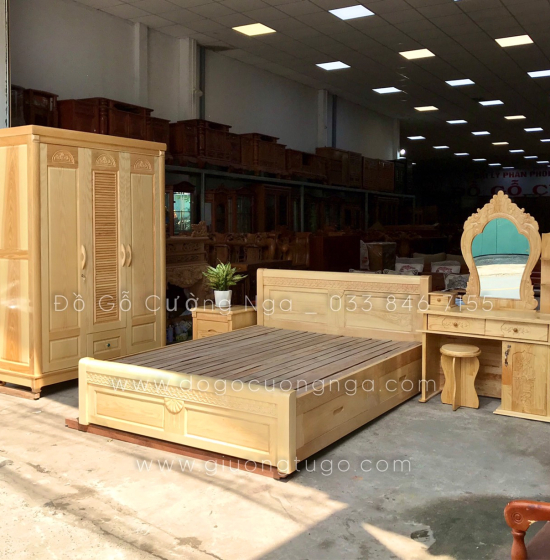 Tủ quần áo gỗ sồi nga 3 cánh lá sách 