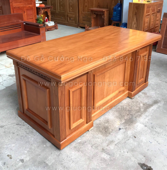 Bàn Làm Việc Giám Đốc Gỗ Gõ Đỏ 1m6 Cao Cấp - Mẫu Bắt Chỉ 
