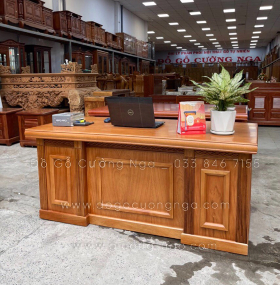 Bàn Làm Việc Giám Đốc Gỗ Gõ Đỏ 1m6 Cao Cấp - Mẫu Bắt Chỉ 
