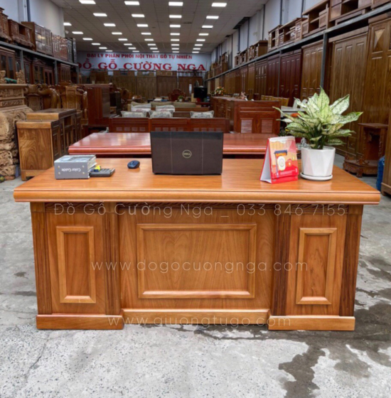 Bàn Làm Việc Giám Đốc Gỗ Gõ Đỏ 1m6 Cao Cấp - Mẫu Bắt Chỉ 