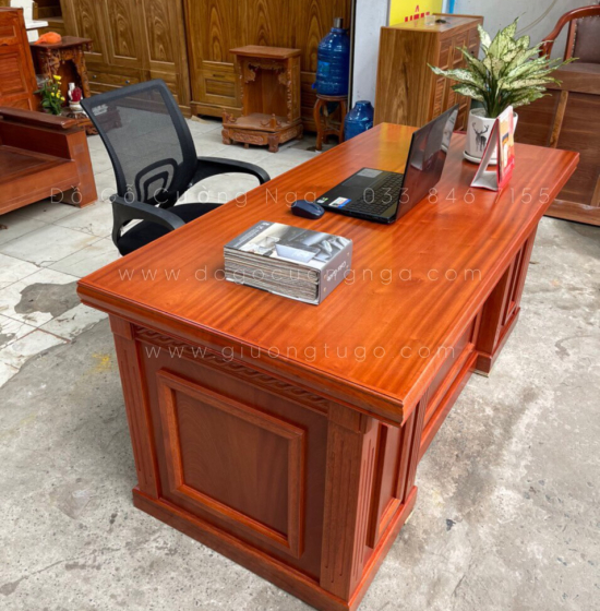 Bàn Làm Việc Giám Đốc Gỗ Xoan Đào 1m6 Hiện Đại 