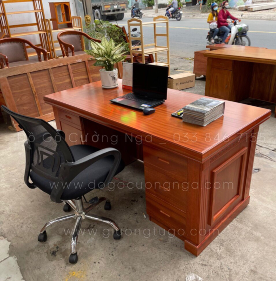 Bàn Làm Việc Giám Đốc Gỗ Xoan Đào 1m6 Hiện Đại 