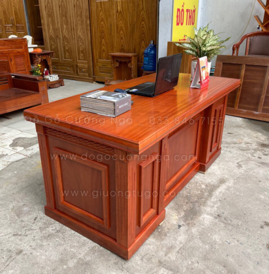 Bàn Làm Việc Giám Đốc Gỗ Xoan Đào 1m6 Hiện Đại 