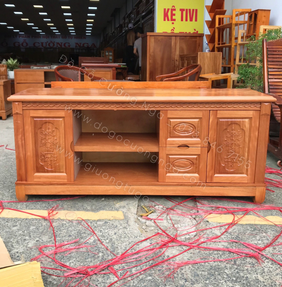 Kệ tivi gỗ Đinh Hương mẫu quẩy KG 08