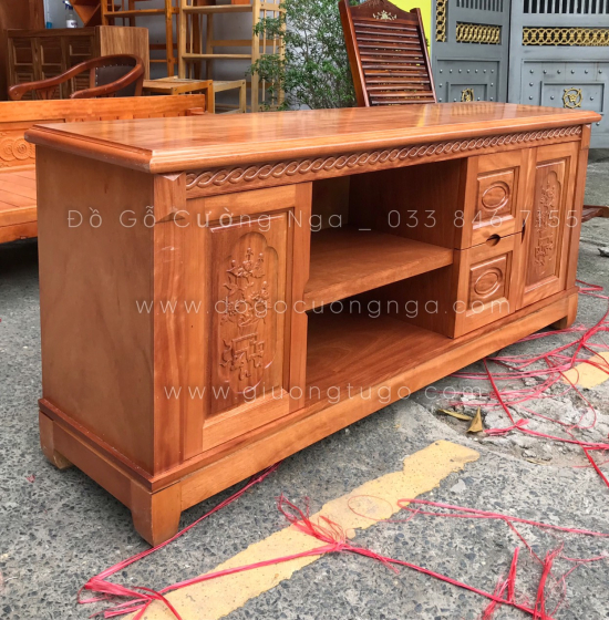 Kệ tivi gỗ Đinh Hương mẫu quẩy KG 08