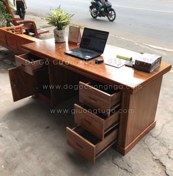 Bàn Làm Việc Giám Đốc Gỗ Hương Xám 1m6 Cao Cấp 