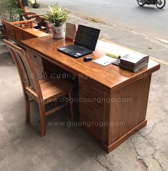 Bàn Làm Việc Giám Đốc Gỗ Hương Xám 1m6 Cao Cấp 