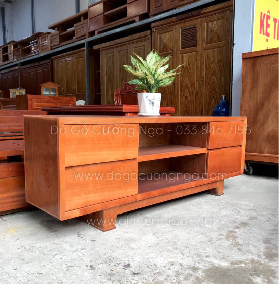 Kệ Tivi Gỗ Xoan Đào Hiện Đại - 4 Ngăn Kéo KG 24