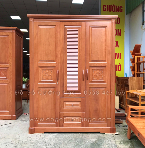 Tủ quần áo gỗ xoan đào 3 cánh cao cấp 