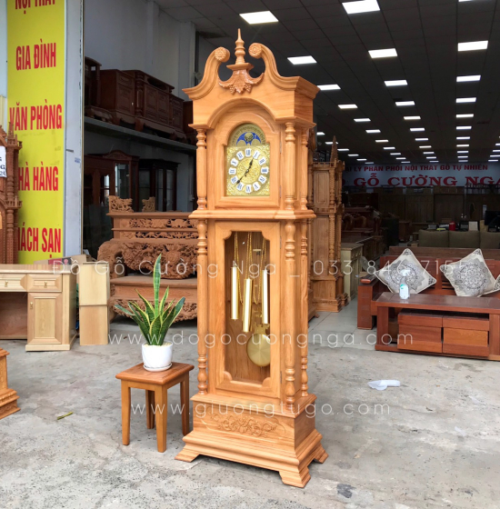 Đồng Hồ Cây Gỗ Gõ Đỏ Quả Lắc Đẹp Hiện Đại 