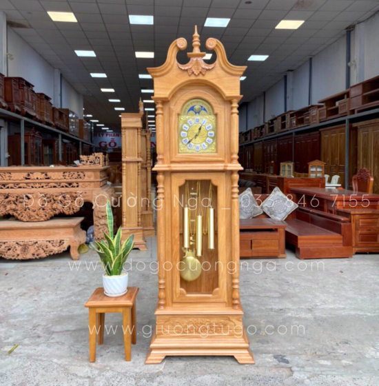 Đồng Hồ Cây Gỗ Gõ Đỏ Quả Lắc Đẹp Hiện Đại 