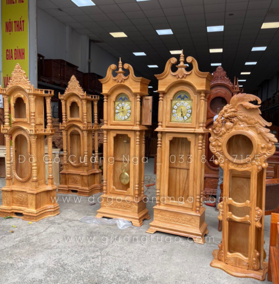 Đồng Hồ Cây Gỗ Gõ Đỏ Quả Lắc Đẹp Hiện Đại 