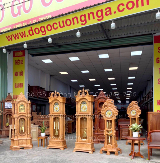 Đồng Hồ Cây Gỗ Gõ Đỏ Quả Lắc Đẹp Hiện Đại 