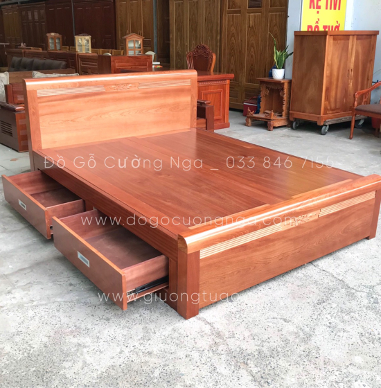 Giường ô kéo gỗ xoan đào phản liền cao cấp 