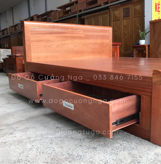 Giường ô kéo gỗ xoan đào phản liền cao cấp 