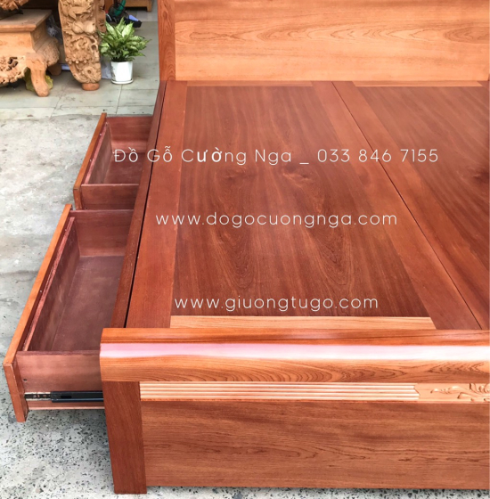 Giường ô kéo gỗ xoan đào phản liền cao cấp 