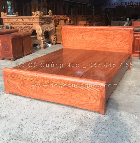 Giường gỗ hương đá phản liền - mẫu chỉ hoa 